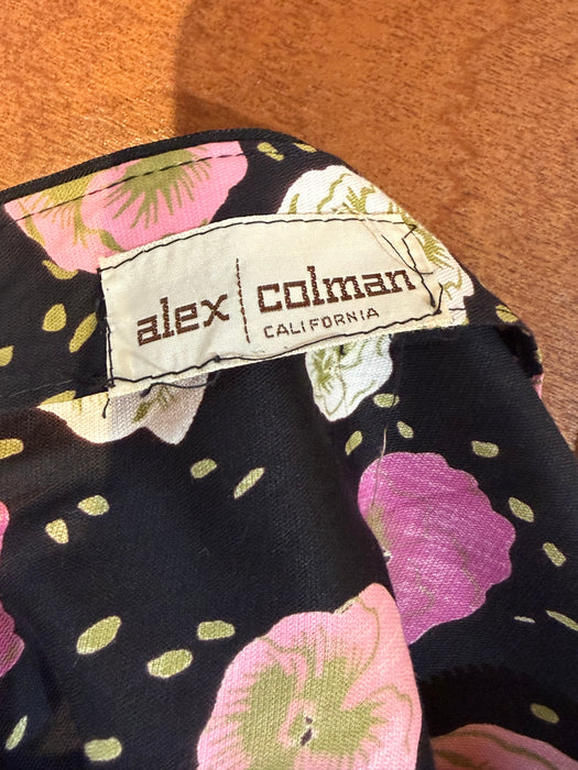 Gorgeous 1950's Alex Coleman Pansy Print Cotton Party Dress / S
