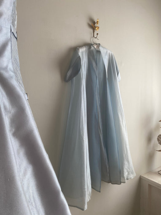 Exquisite 1950's Mirror Blue Crystal Organza Party Dress By Claudia Young / Small