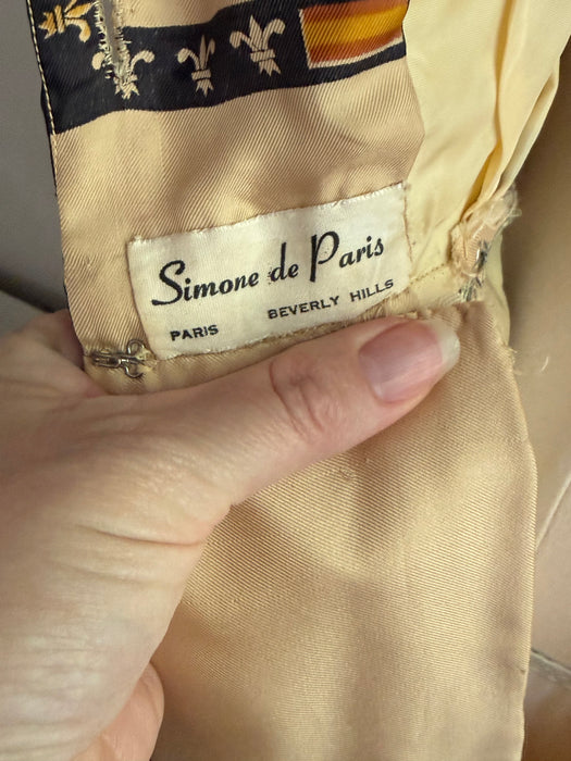 Incredible 1950's Silk Nautical Scene Dress By Simone de Paris / SM
