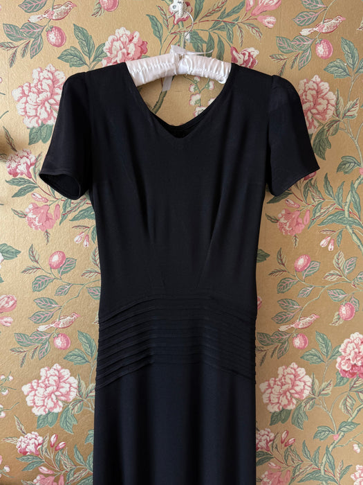 Vintage 1930's FOGA Rayon Crepe Black Evening Gown / SM