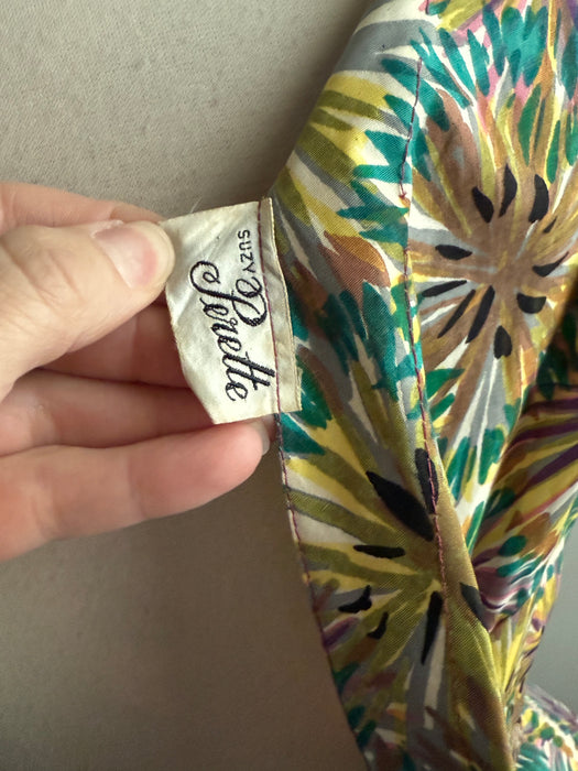 Iconic 1950's Suzy Perette New Look Era Cotton Firework Print Dress / SM
