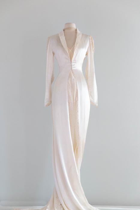 Sublime 1930’s Wedding Coat With Lace Insets and Train / SM
