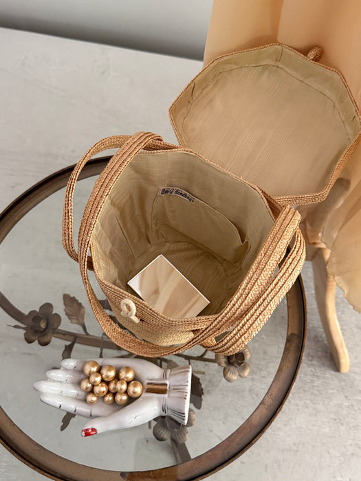 Vintage Woven Straw Handbag by Magid Handbags, Made in Italy