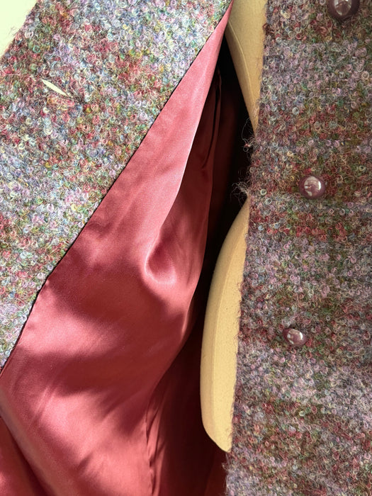 Dreamy 1970’s Wool Boucle Bow-Neck Longline Coat / ML