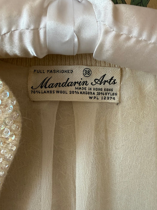 Ethereal Early 1960's Aurora Sequined Lambswool Cardigan / M