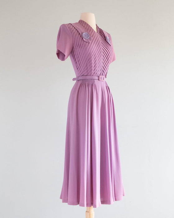 1940’s NOS Lavender Rayon Dress By Lucky Star / Medium