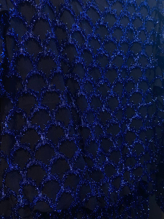 Electric 1980's Blue Sparkling Chiffon Lurex Party Dress/ Sz M