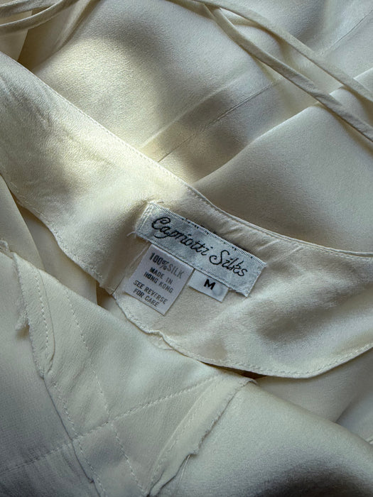 Pristine 1980's Ivory Silk Bias Cut Night Gown Slip Dress From Capriottis / SM