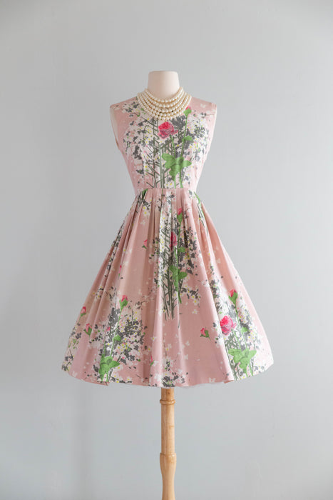 fitted lace wedding dress Painterly Floral Garden Party Dress in Polished Cotton From the Early –  Xtabay Vintage