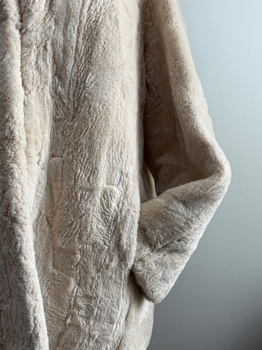 Luxurious 1950’s Ivory Pearl Sheared Beaver Fur Jacket from Kaufman Bros. / M