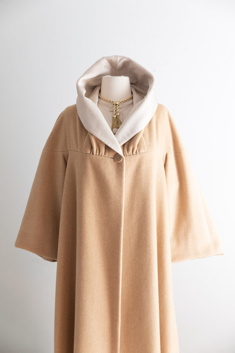 Fabulous Late 1950’s Cashmere Coat and Matching Silk Dress Set / SM