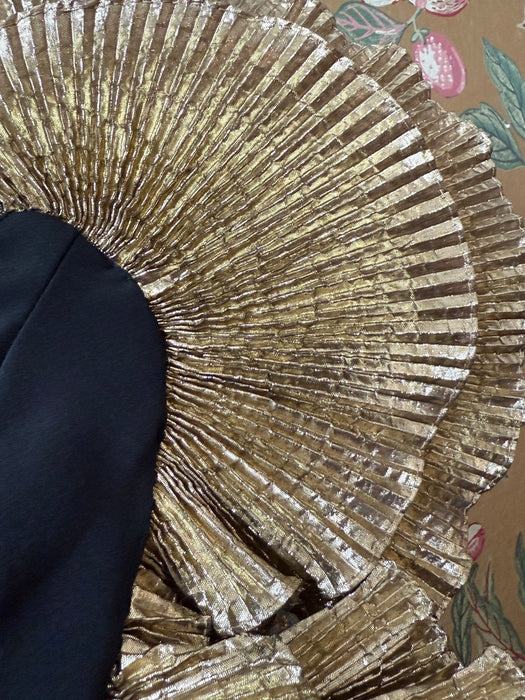 Vintage 1980s Claralura Sculptural Black & Gold Evening Gown / Medium