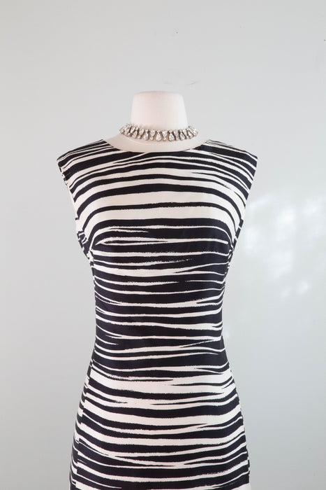 Fabulous 1960’s I Magnin Zebra Print Silk Dress and Coat Set / Medium