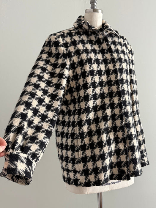 Chic Vintage Black & White Wool Houndstooth Jacket / M