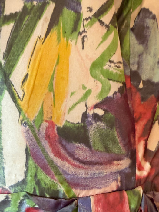 Exquisite 1950's Silk Floral Couture Party Dress From France / S