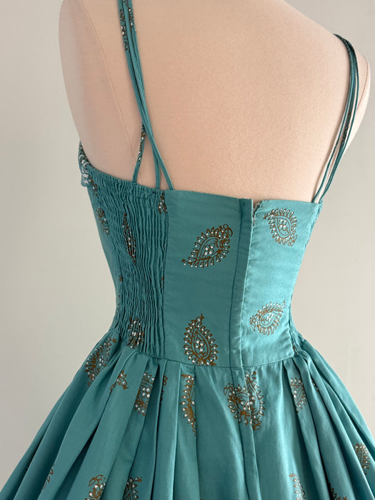 Gorgeous 1950's Alfred Shaheen Hawaiian Dress In Polished Cotton  / S