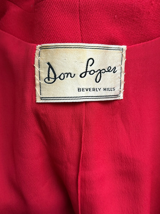 Classic 1950's Don Loper of Beverly Hills Cherry Red Wool Suit / SM