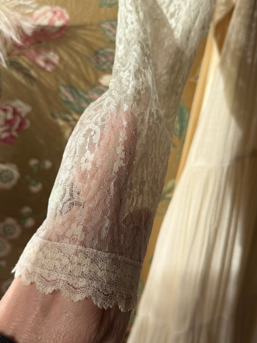 Romantic 1970's Gunne Sax Candlelight Cotton Gauze Ceremony Dress / S