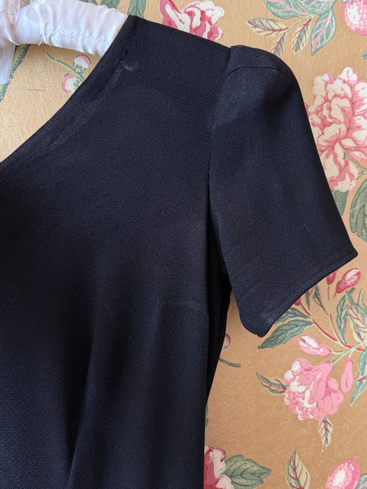 Vintage 1930's FOGA Rayon Crepe Black Evening Gown / SM