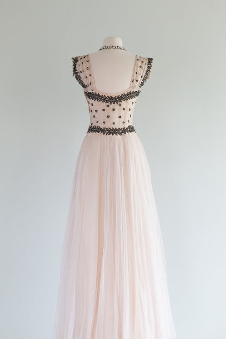 Sublime 1930's Claire De Lune Evening Gown By New York Creations / Small