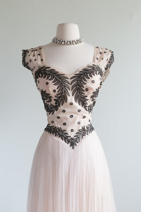 Sublime 1930's Claire De Lune Evening Gown By New York Creations / Small