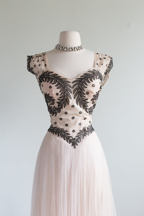 Sublime 1930's Claire De Lune Evening Gown By New York Creations / Small