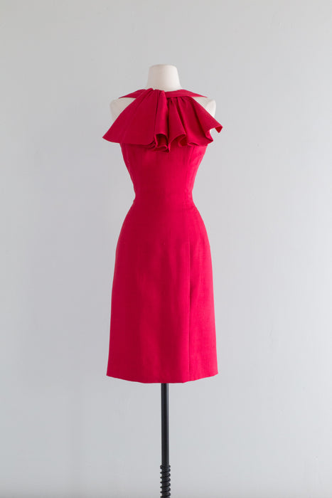 Stunning Late 1950's Camellia Pink Wiggle Dress By Estevez / SM