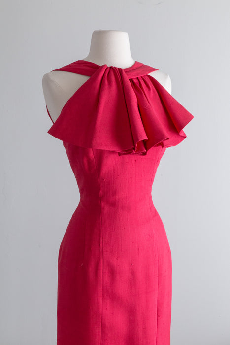 Stunning Late 1950's Camellia Pink Wiggle Dress By Estevez / SM