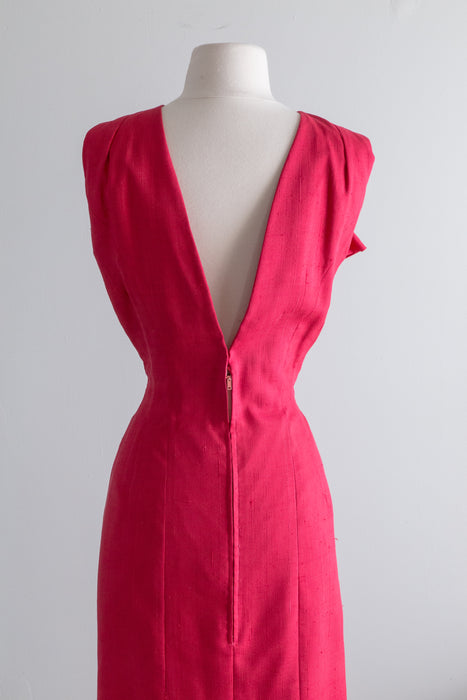 Stunning Late 1950's Camellia Pink Wiggle Dress By Estevez / SM