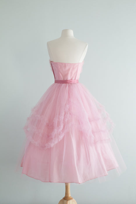 1950's Lilac Wine Strapless Tulle Party Dress / SM
