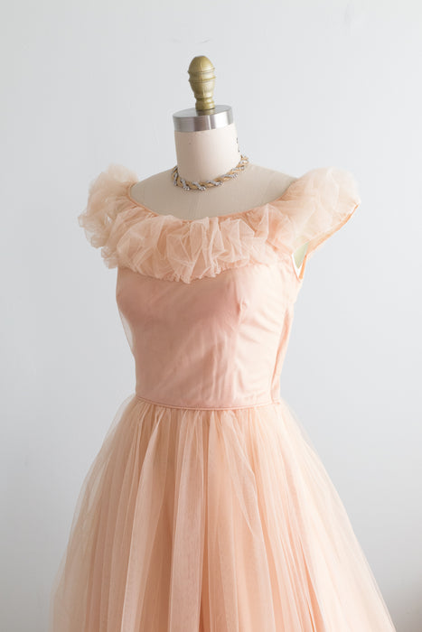 1950's Shell Tulle Ballet Length Party Dress / Small
