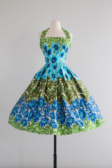 The Ultimate 1950's Floral Halter Dress By Jerry Parnis / Small