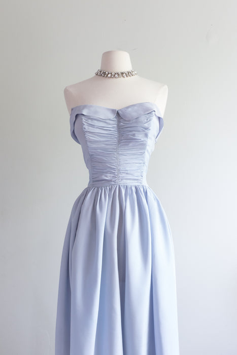 Ethereal 1950's Hydrangea Haze Strapless Formal Gown / M