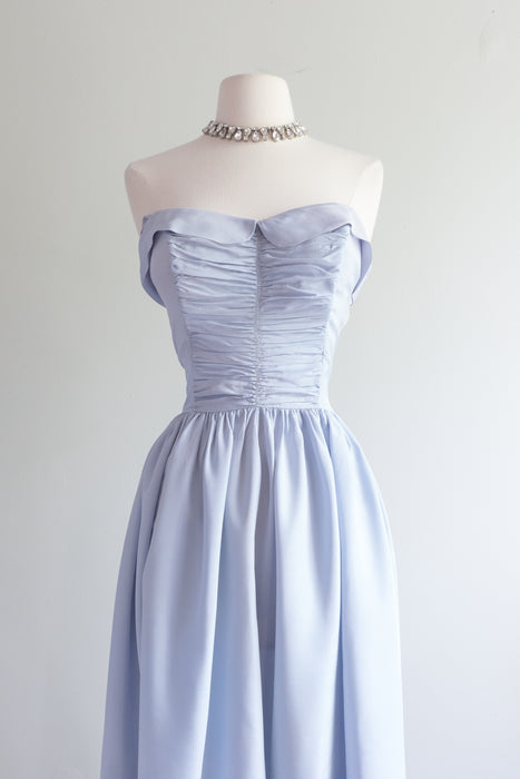 Ethereal 1950's Hydrangea Haze Strapless Formal Gown / M