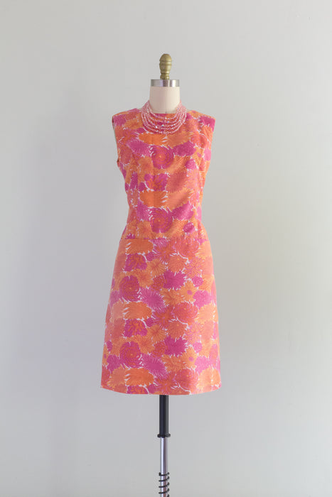 Darling 1960's Floral Two Piece Shift Dress & Matching Jacket / Small