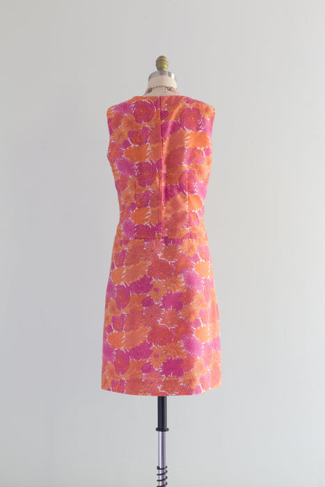 Darling 1960's Floral Two Piece Shift Dress & Matching Jacket / Small