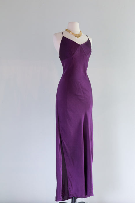 Sexy 1990's Silk Charmeuse Purple Slip Dress / ML