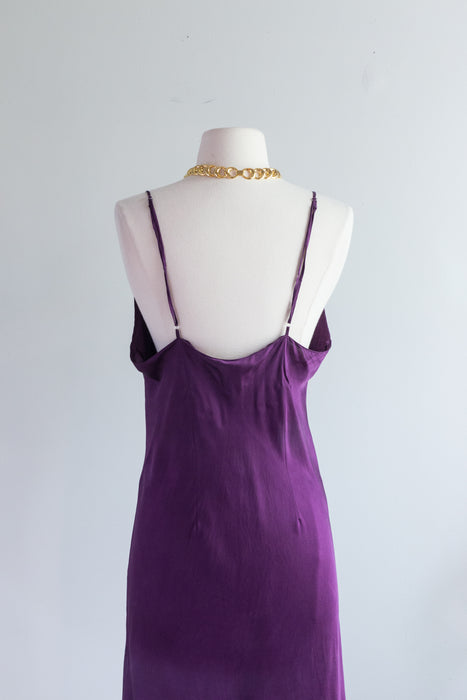 Sexy 1990's Silk Charmeuse Purple Slip Dress / ML