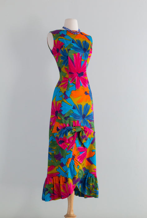 Fabulous 1960's Tropical Bombshell Maxi Dress From Hawaii / Medium