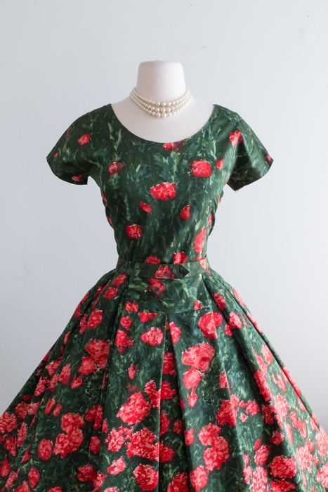 Stunning 1950's Rose Garden Couture Dress By Maria Christina Torino / Small