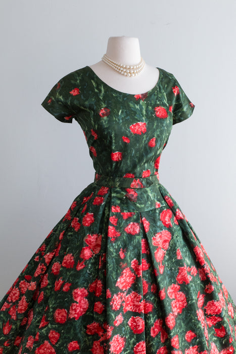 Stunning 1950's Rose Garden Couture Dress By Maria Christina Torino / Small