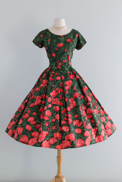 Stunning 1950's Rose Garden Couture Dress By Maria Christina Torino / Small