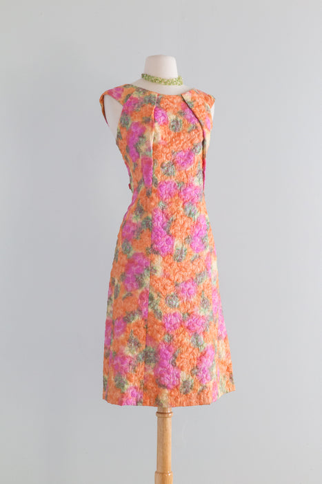 Vintage 1960's Fruit Sorbet Brocade Dress And Matching Jacket / ML