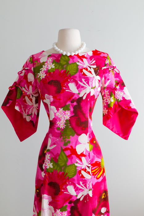 Fabulous 1960's Tropical Hawaiian Maxi Dress By Reef / Medium