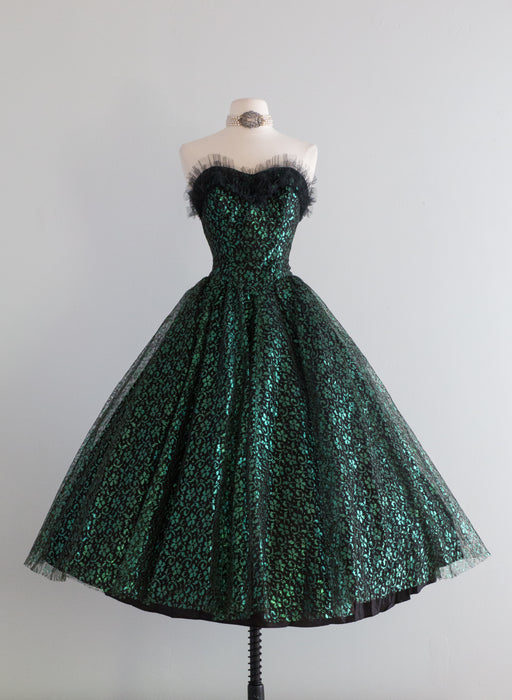 Wicked 1950's Emerald Lace Sweetheart Prom Dress / XS – Xtabay Vintage Wicked 1950's Emerald Lace Sweetheart Prom Dress / XS – Xtabay Vintage