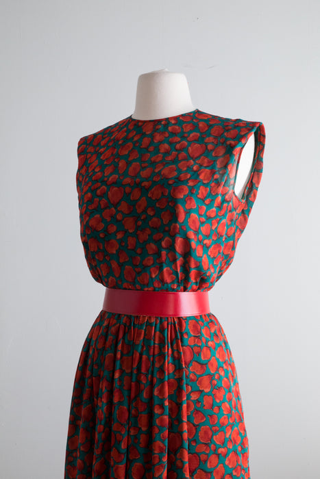 Elegant 1960's Silk Chiffon Cocktail Dress By James Galanos / Small