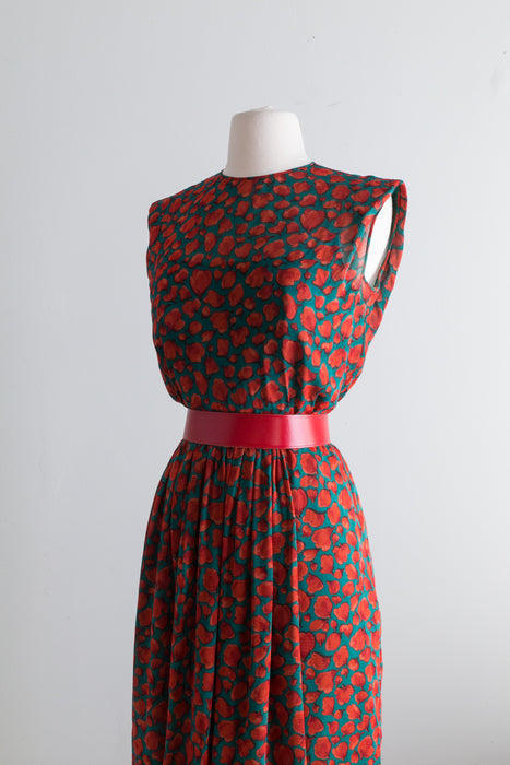 Elegant 1960's Silk Chiffon Cocktail Dress By James Galanos / Small