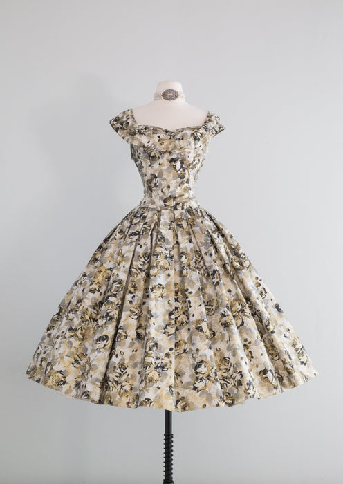 Spectacular 1950's John Mouber Moon Lit Floral Cocktail Dress / Small