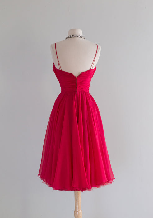 Iconic 1950's Ceil Chapman Berry Pink Silk Chiffon Cocktail Dress / XS – Xtabay Vintage Iconic 1950's Ceil Chapman Berry Pink Silk Chiffon Cocktail Dress / XS – Xtabay Vintage