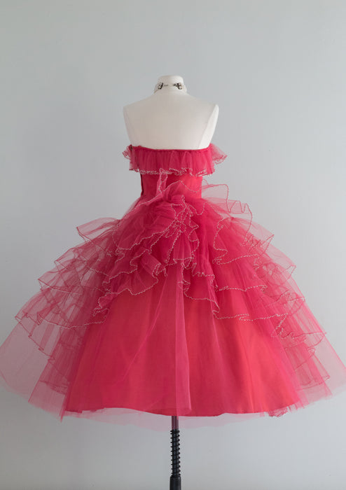 Fabulous 1950's Strawberry Shortcake Tulle Party Dress / Small